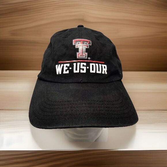 Texas Tech Red Raiders "WE·US·OUR" Black Baseball Hat Cap Adjustable Strap - Picture 1 of 12